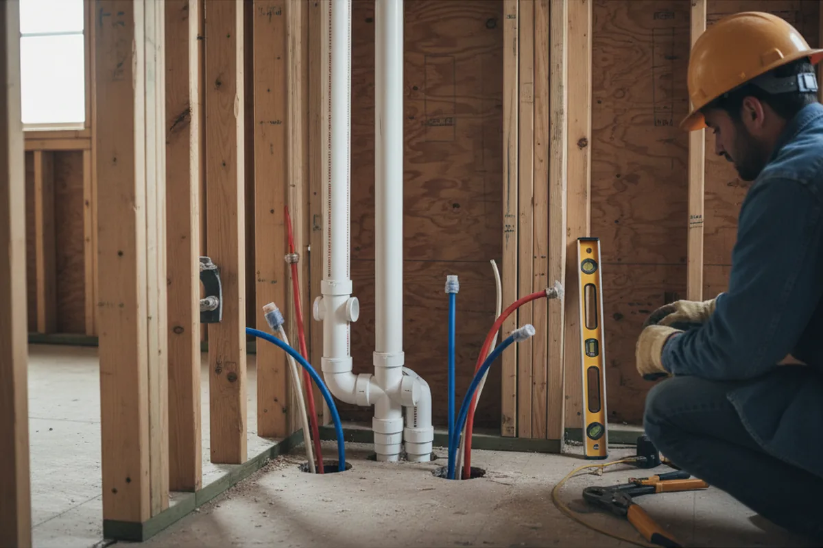 Drain and supply rough-in during Sump Pump Repair in Navarre
